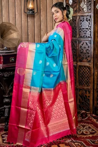 multicolor hand woven silk blend zari work all seasons sarees