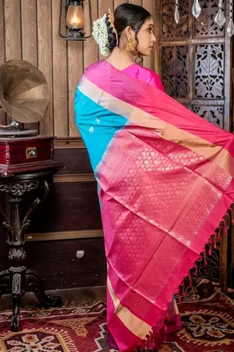 multicolor hand woven silk blend zari work all seasons sarees
