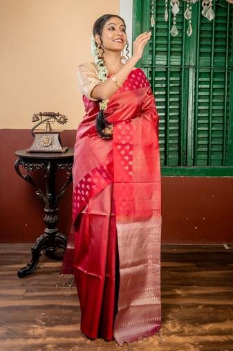 maroon hand woven silk blend zari work all seasons sarees