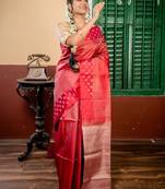 maroon hand woven silk blend zari work all seasons sarees