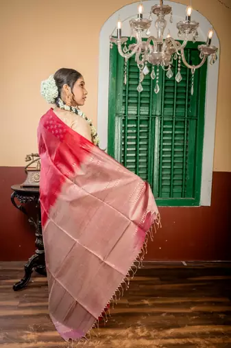 maroon hand woven silk blend zari work all seasons sarees