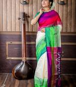 off white hand woven silk blend zari work all seasons sarees