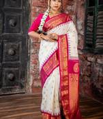 off white hand woven silk blend zari work all seasons sarees