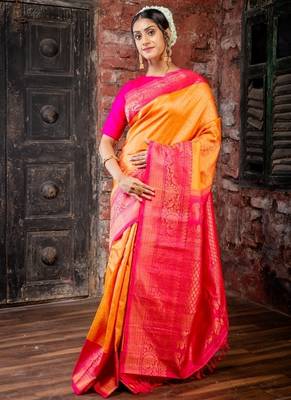 multicolor hand woven silk blend zari work all seasons sarees 1