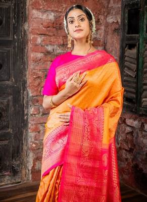 multicolor hand woven silk blend zari work all seasons sarees 2
