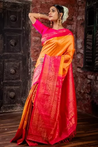 multicolor hand woven silk blend zari work all seasons sarees