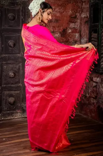 multicolor hand woven silk blend zari work all seasons sarees