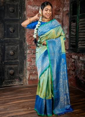 multicolor hand woven silk blend zari work all seasons sarees 1
