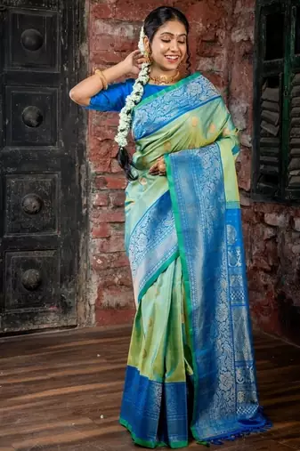 multicolor hand woven silk blend zari work all seasons sarees