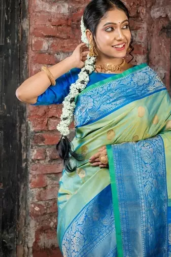 multicolor hand woven silk blend zari work all seasons sarees