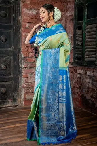 multicolor hand woven silk blend zari work all seasons sarees