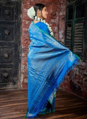 multicolor hand woven silk blend zari work all seasons sarees 4