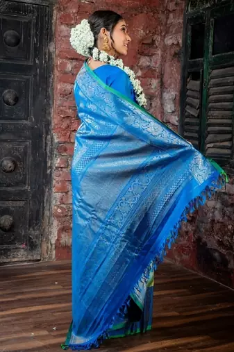 multicolor hand woven silk blend zari work all seasons sarees