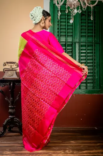 green hand woven silk blend zari work all seasons sarees
