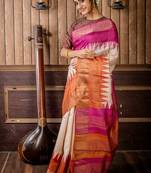 beige woven tussar silk blend zari work all seasons sarees