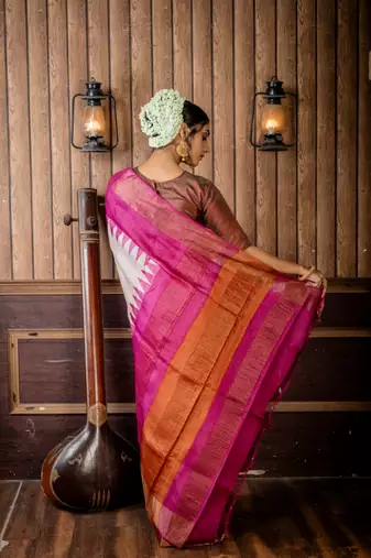 beige woven tussar silk blend zari work all seasons sarees