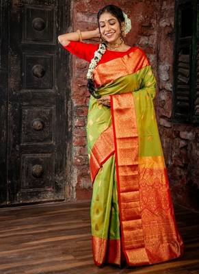 multicolor hand woven silk blend zari work all seasons sarees 1