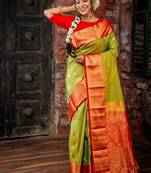 multicolor hand woven silk blend zari work all seasons sarees