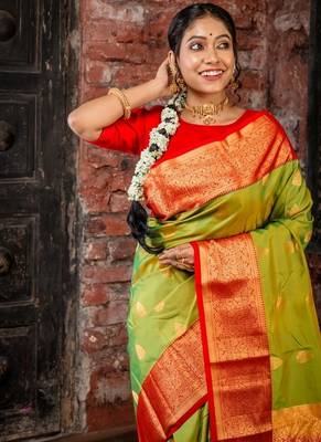 multicolor hand woven silk blend zari work all seasons sarees 2