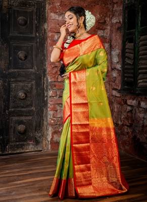 multicolor hand woven silk blend zari work all seasons sarees 3