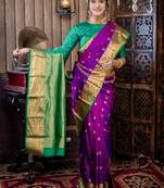 violet hand woven silk blend zari work all seasons sarees
