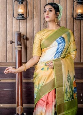 brown woven tussar silk blend zari work all seasons sarees 2