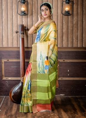 brown woven tussar silk blend zari work all seasons sarees 3