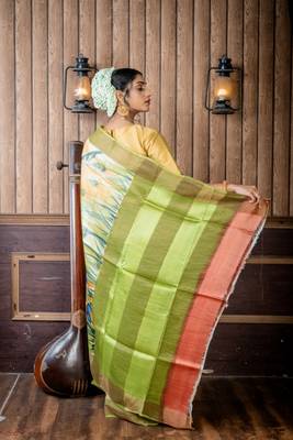 brown woven tussar silk blend zari work all seasons sarees 4