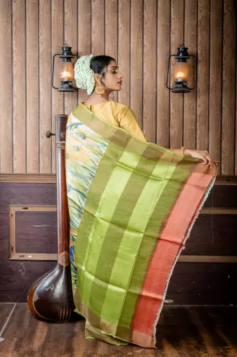 brown woven tussar silk blend zari work all seasons sarees