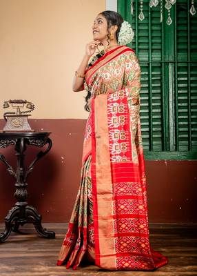 multicolor hand woven silk blend zari work all seasons sarees 1