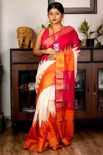 white woven tussar silk blend zari work all seasons sarees