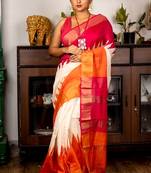 white woven tussar silk blend zari work all seasons sarees