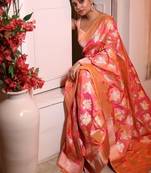 multicolor hand woven silk blend zari work all seasons sarees