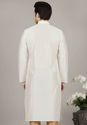 White embroidered dupion silk kurta 2