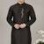 Black embroidered dupion silk kurta
