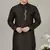 Black embroidered dupion silk kurta