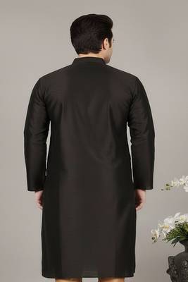 Black embroidered dupion silk kurta 2