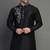 Black embroidered dupion silk kurta