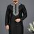 Black embroidered dupion silk kurta