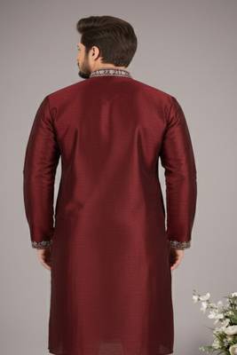 Black embroidered dupion silk kurta 2