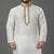 White  embroidered dupion silk kurta