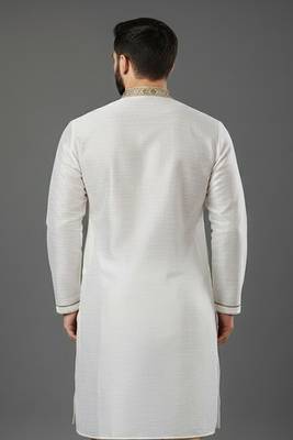 White embroidered dupion silk kurta 2