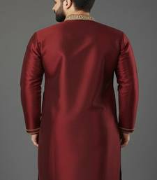 Maroon embroidered dupion silk kurta