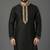 Black embroidered dupion silk kurta