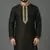 Black embroidered dupion silk kurta
