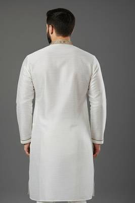 White embroidered dupion silk kurta 2