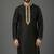 Black embroidered dupion silk kurta