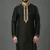 Black embroidered dupion silk kurta
