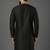 Black embroidered dupion silk kurta