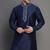 Navy embroidered dupion silk kurta